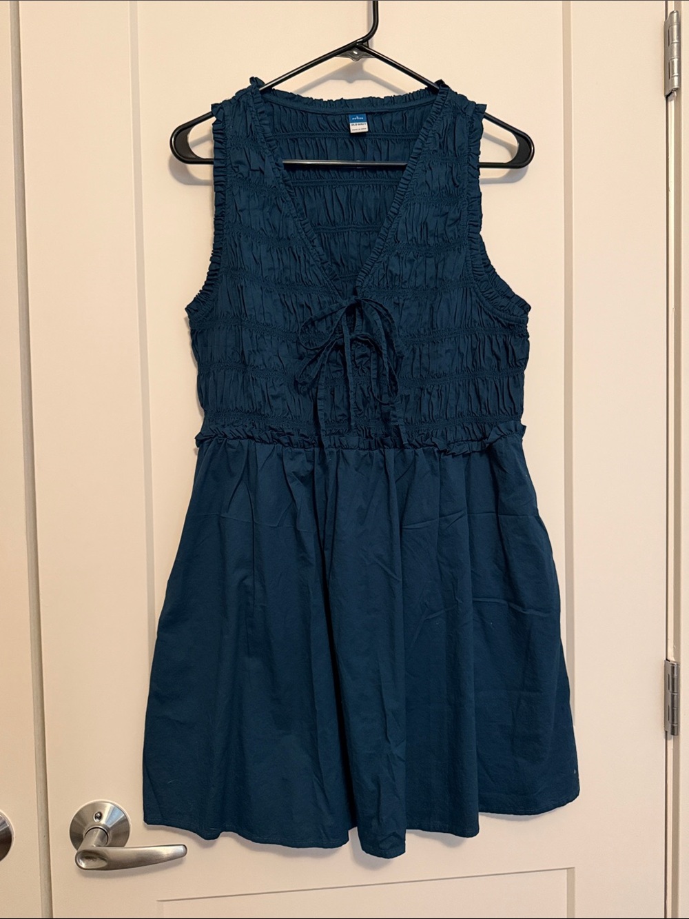 Old Navy Smocked V-Neck Teal Mini Dress